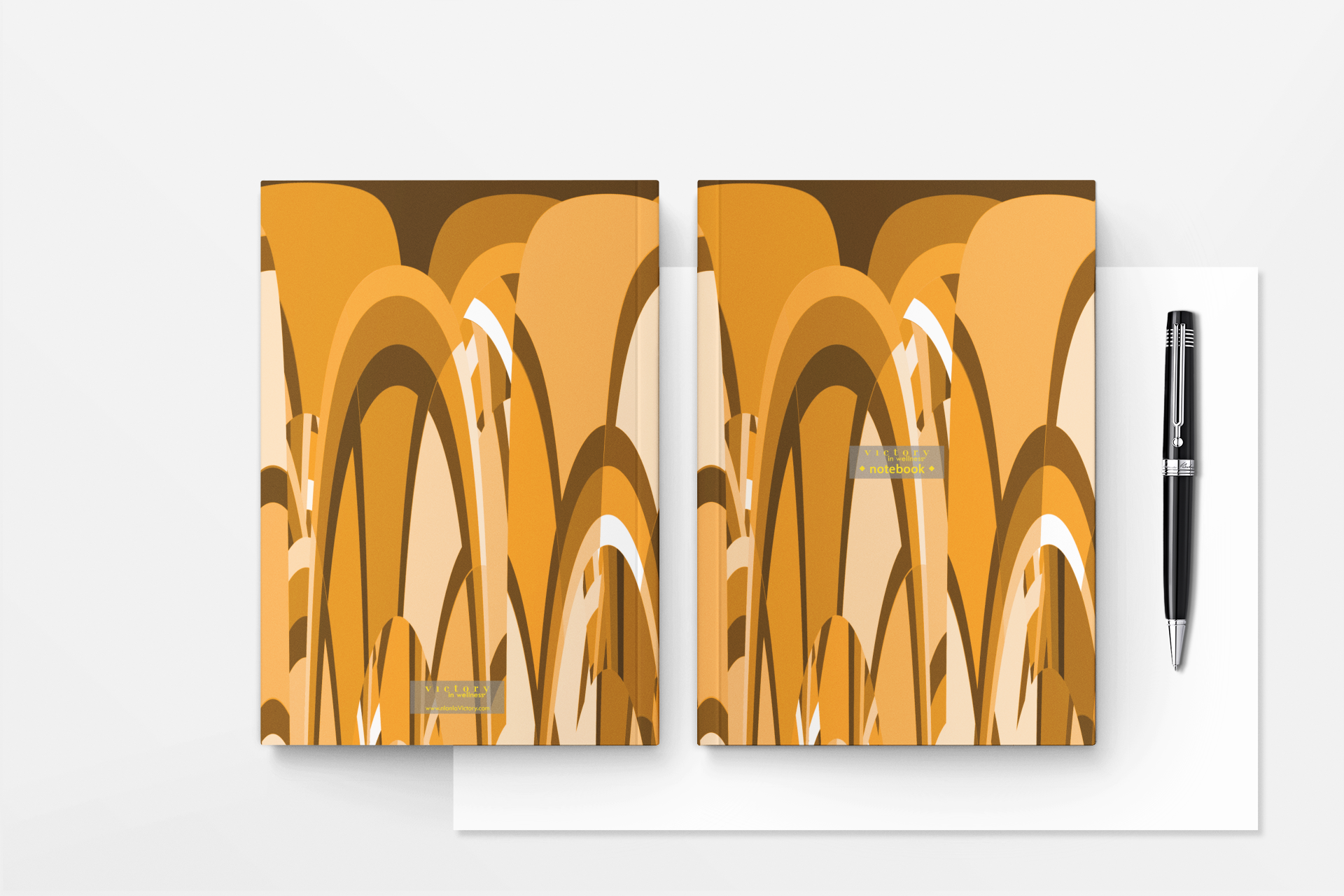 Orange Favour Notebook, Orange Abstract Print Notebook | by Victory In Wellness